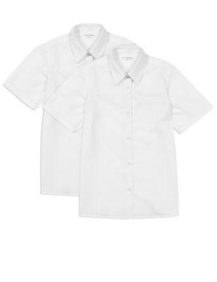 2 Pack Girls&#39; Ultimate Non-Iron Slim Fit Short Sleeve Blouses with Stain Away&trade;